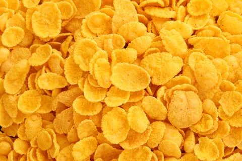 Corn flakes background texture. Top view cornflake cereal box for morning Stock Photos