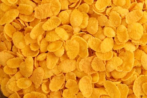 Corn flakes background texture. Top view cornflake cereal box for morning Stock Photos