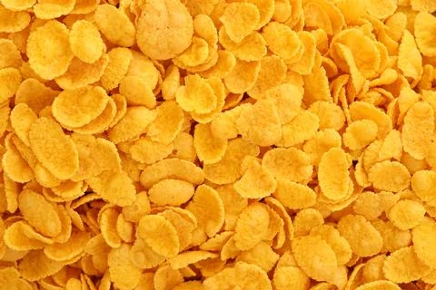 Corn flakes background texture. Top view cornflake cereal box for morning Stock Photos