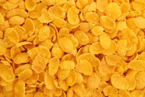 Corn flakes background texture. Top view cornflake cereal box for morning Stock Photos