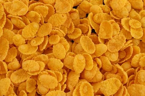 Corn flakes background. Top view cornflake cereal box for morning breakfast Stock Photos