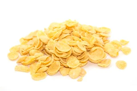 Corn flakes background on white 库存照片