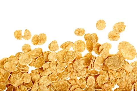 Corn flakes background on white Stock Photos