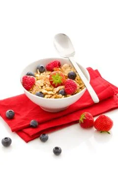 Corn flakes with berries - isolated Stock Photos