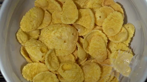 Corn flakes in a bowl. Stock Footage 68636695