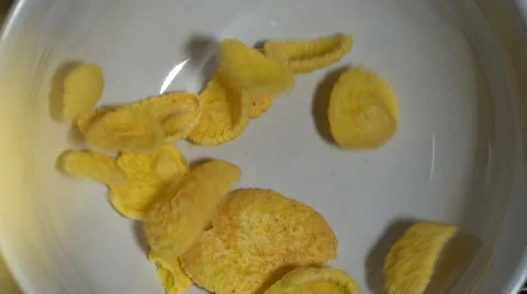 Corn flakes in a bowl. Stock Footage 68637436