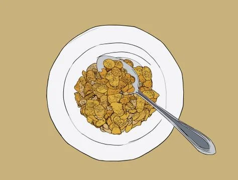 Corn flakes cereal ,sketch vector. Stock Illustration