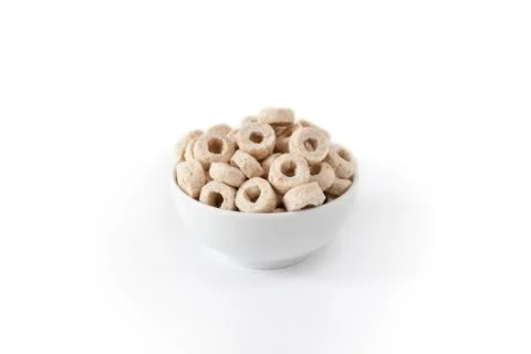 Corn Flakes in the form Rings in the Bowl Isolated Top View on White Backgrou Stock Photos