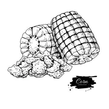 Corn flakes hand drawn vector illustration. Heap of granola muesli. Morning.. Stockillustratie