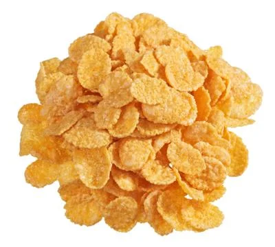 Corn flakes heap isolated on white Foto stock