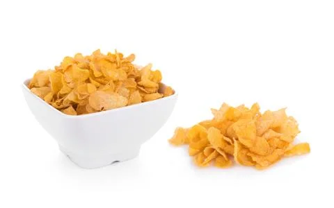 Corn flakes isolated on white background Fotos Stock