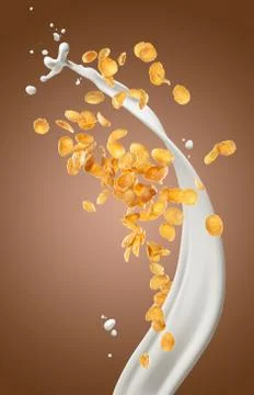 Corn flakes with milk Stock Photos