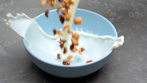 Corn flakes with milk splash. Stock Footage 109797260