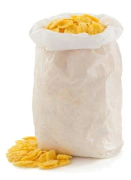 Corn flakes in paper bag Stock Photos