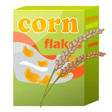 Corn Flakes Paper Packaging Isolated on White Stockillustratie