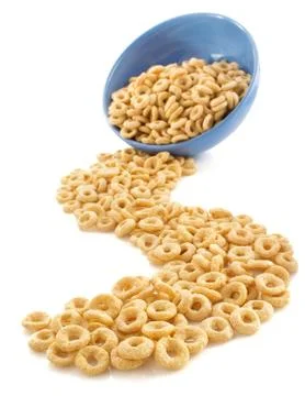Corn flakes rings on white Stock Photos