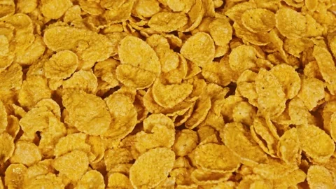 Corn flakes top view. background rotating. healthy food breakfast Stock Footage 142061945