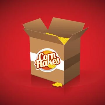 Corn flakes vector label on box Stockillustratie