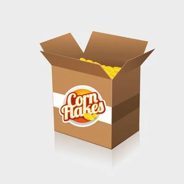 Corn flakes vector label on box Ilustración de archivo