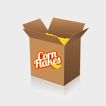 Corn flakes vector label on box Stock Illustration