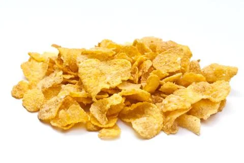 Corn flakes on white background Foto stock