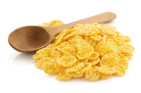 Corn flakes on white Foto stock
