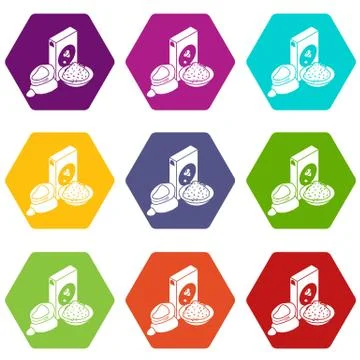 Corn flour icons set 9 Stockillustratie