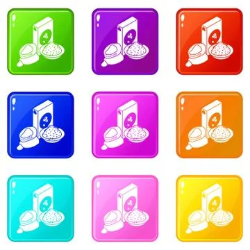 Corn flour icons set 9 color collection Stockillustratie