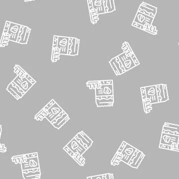 Corn flour pasta line vector seamless pattern Stock Illustration