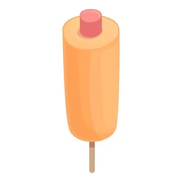 Corn food icon cartoon vector. Corndog stick 스톡 일러스트