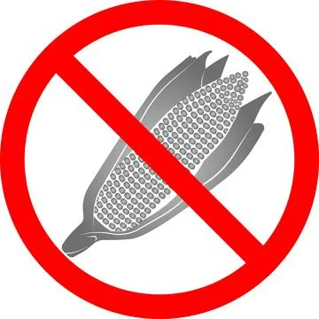 Corn with a forbidden sign. Vector illustration. Stock Illustration