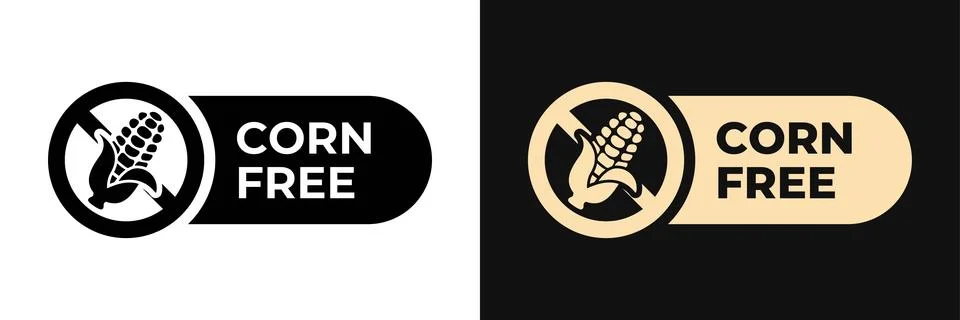 Corn free icon. Starch free label. Zero maize illustration, logo, symbol, s.. Stock Illustration