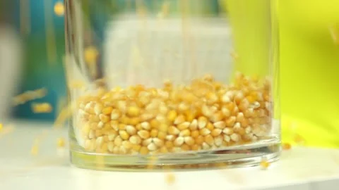 Corn grains are poured into a vase. Stock Footage 160361405