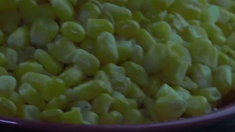 Corn grains on red plate Stock Footage 83161100