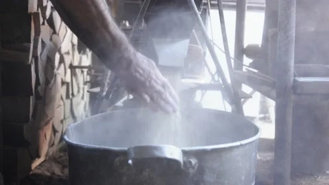 Corn Grinding - Sifting Hands Stock Footage 135743546