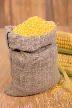 Corn grits and cobs Stock Photos