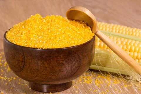 Corn grits and cobs Stock Photos