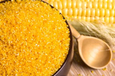 Corn grits and cobs Stock Photos