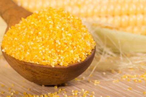 Corn grits and cobs Stock Photos