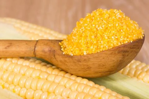 Corn grits and cobs Stock Photos