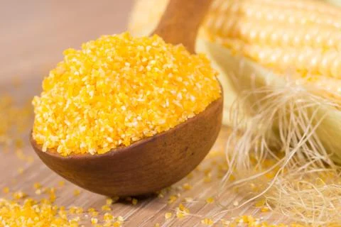 Corn grits and cobs Stock Photos