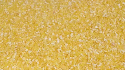 Corn grits close up. Macro. 4K video. Healthy eating. Видео 140682970