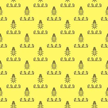 Corn Grow Led Light Bulb vector Phytolamp outline yellow seamless pattern Stock Illustration