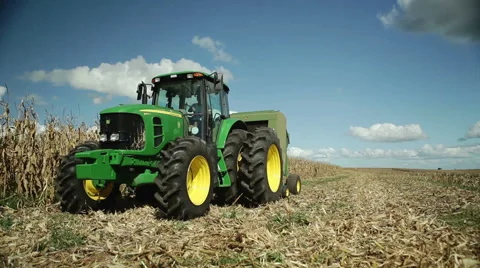 Corn harvest closeup on moving tractor Stock Footage 48486874
