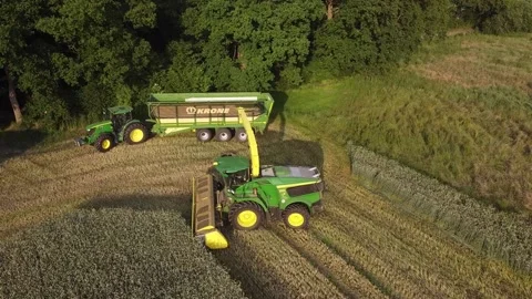 Corn Harvester 4 Aerial view Stock Footage 221859884