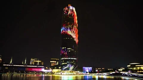 Corn House night view building Video stock 144544600