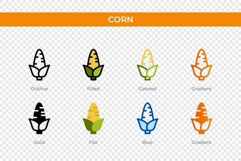 Corn icon in different style. corn vector icons designed in outline, solid,.. Stock Illustration