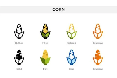 Corn icon in different style. corn vector icons designed in outline, solid,.. Stock Illustration