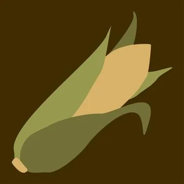 Corn icon in flat style with green leaves, Isolated Vector illustration on da Stock Illustration