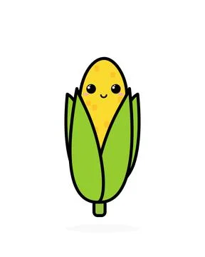 Corn icon. kawaii corn logo. Vector illustration of a vegetable sticker. Illustrazione stock